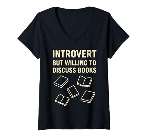 Damen Introvertierter Buchleser Liebhaber Bibliothekar Student T-Shirt mit V-Ausschnitt Damen Introvertierter Buchleser Liebhaber Bibliothekar Student T-Shirt mit V-Ausschnitt von Book Loving Library Addicts and Book Nerds