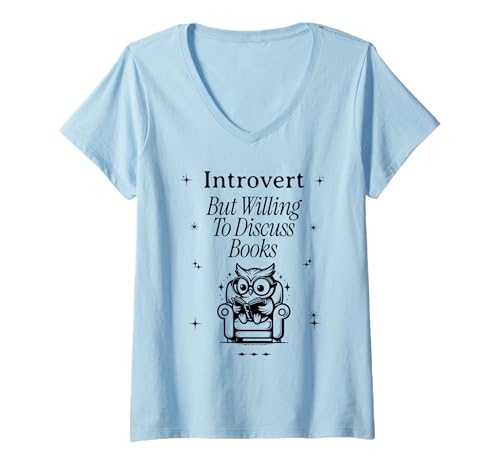 Damen Introvertierter Buchleser Liebhaber Bibliothekar Student T-Shirt mit V-Ausschnitt Damen Introvertierter Buchleser Liebhaber Bibliothekar Student T-Shirt mit V-Ausschnitt von Book Loving Library Addicts and Book Nerds