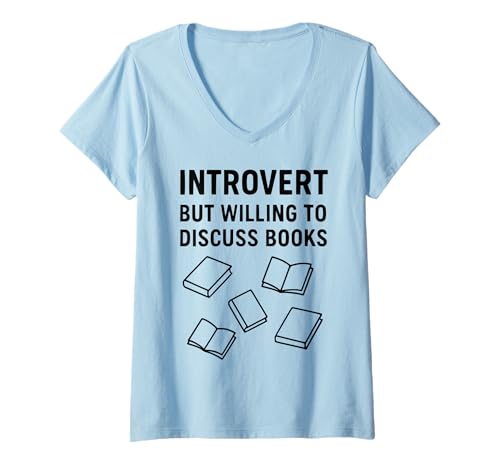 Damen Introvertierter Buchleser Liebhaber Bibliothekar Student T-Shirt mit V-Ausschnitt Damen Introvertierter Buchleser Liebhaber Bibliothekar Student T-Shirt mit V-Ausschnitt von Book Loving Library Addicts and Book Nerds