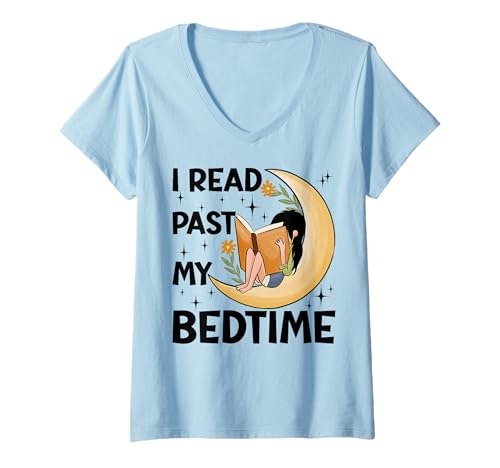 Damen Ich lese nach meiner Schlafenszeit - Book Lovers Reader Reading Bookworm T-Shirt mit V-Ausschnitt von Book Readers Reading Lovers Gift