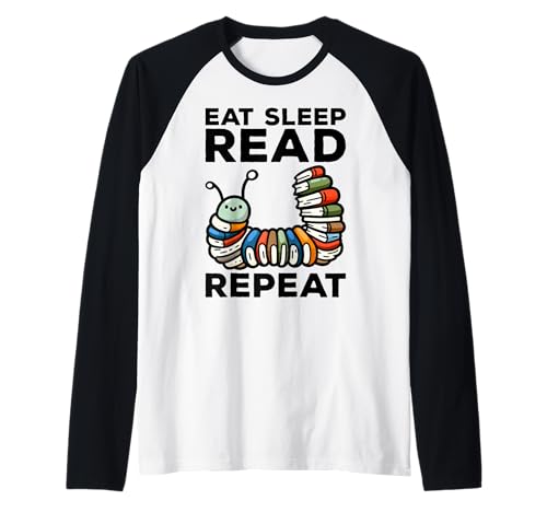 Eat Sleep Read Read Read Read Read Bookaholic Design für Damen und Kinder Raglan von Book Readers Reading Lovers Gift