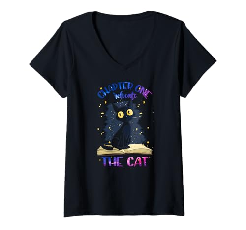 Damen Chaper break snack break for both T-Shirt mit V-Ausschnitt Damen Chaper break snack break for both T-Shirt mit V-Ausschnitt von Book Reading Break Snack Cat Humor Story