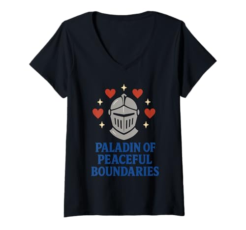 Damen Emotional Boundary Knight Parodie Fantasy Healing Armor T-Shirt mit V-Ausschnitt Damen Emotional Boundary Knight Parodie Fantasy Healing Armor T-Shirt mit V-Ausschnitt von BookTok Mental Health Self Help Knight Soft DND
