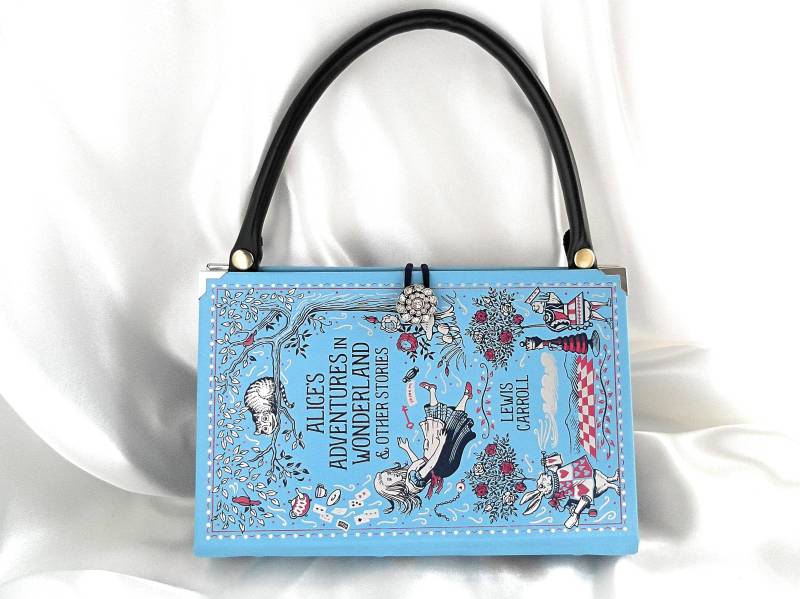 Alice Im Wunderland Bookarelli Buchtasche, Buch Clutch Geldbörse, Buchhandtasche, Abnehmbare Kettenhandtasche, Kettentasche Alice Im Wunderland Bookarelli Buchtasche, Buch Clutch Geldbörse, Buchhandtasche, Abnehmbare Kettenhandtasche, Kettentasche von Bookarelli