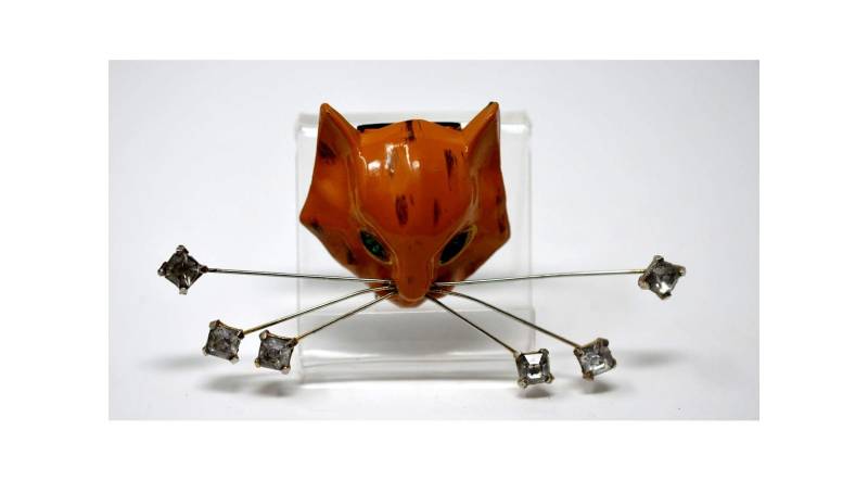 Jahrgang 1939 Coro "Henry Rosenblatt' Emaillierte Katze Pin Clip Brosche von BookendBoysCatShop