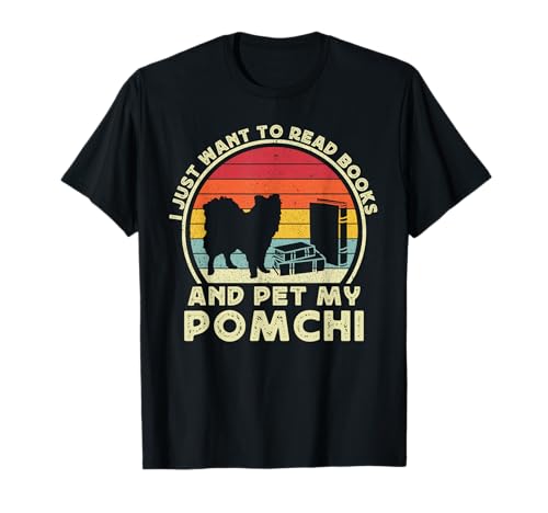 Bücher und Pomchi für Männer Frauen Pom-Chi Hund Mama Papa lustig T-Shirt Bücher und Pomchi für Männer Frauen Pom-Chi Hund Mama Papa lustig T-Shirt von Books And Pomchi Dog Designs Co