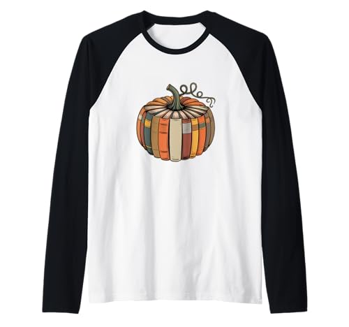 Herbst Thanksgiving Buch Kürbis Lehrer Lesen Männer Frauen Kind Raglan von Books Pumpkin Teachers Halloween Thanksgiving