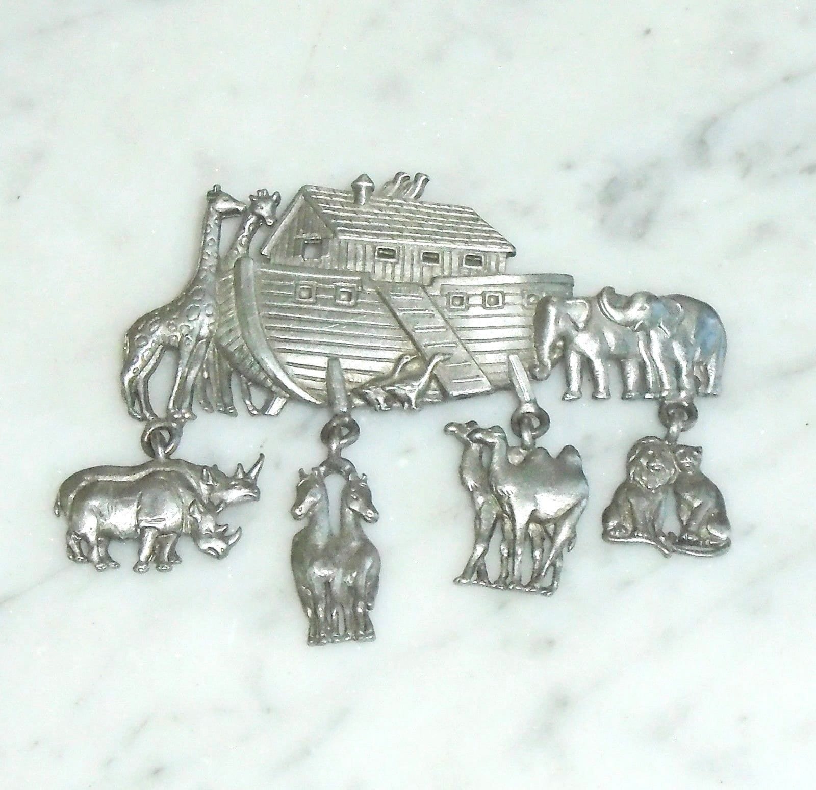 Brosche Jj Noahs Arche Silber Zinn Ton Metall 3-Zoll-Charme-Brosche von BooksShop