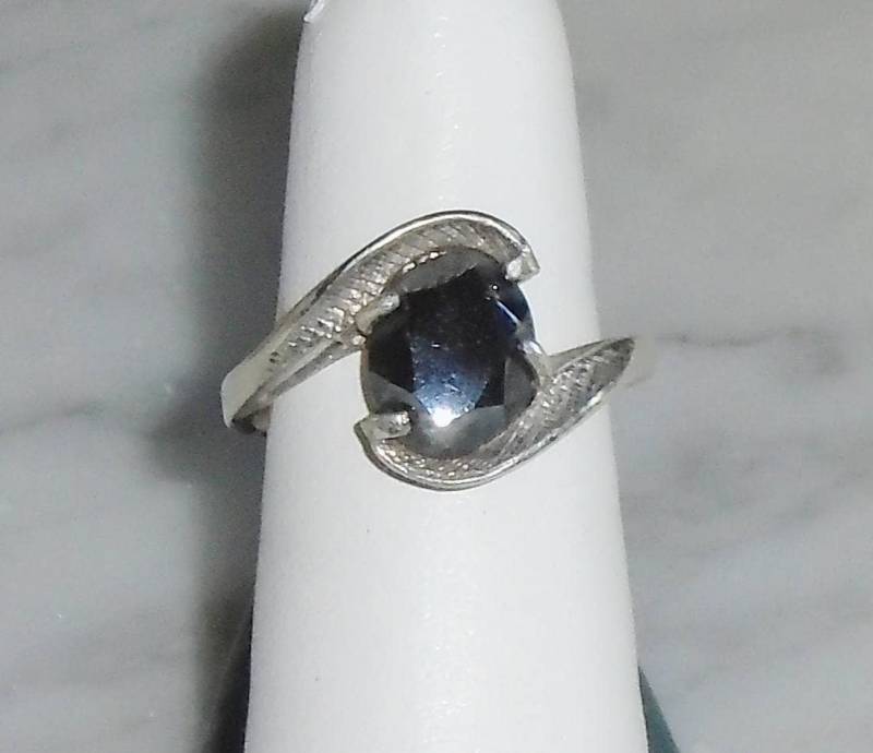 Hämatit Stein Sterling Ring Schöne Signierte Silber Cocktail Größe 7 von BooksShop