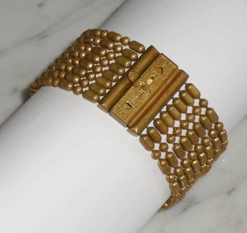 Kupfer Messing Metall Bead Armband, Vintage Verschluss 8 Strang von BooksShop