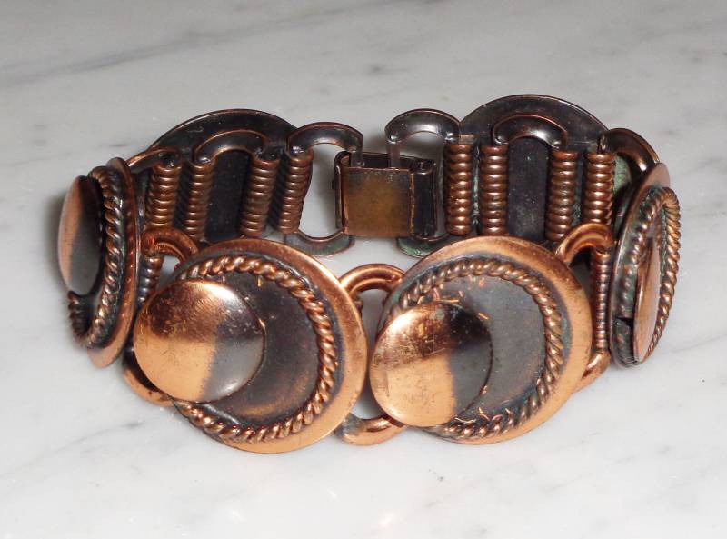 Kupfer Modernist Armband Schöne Vintage 18 cm 2 Ton von BooksShop