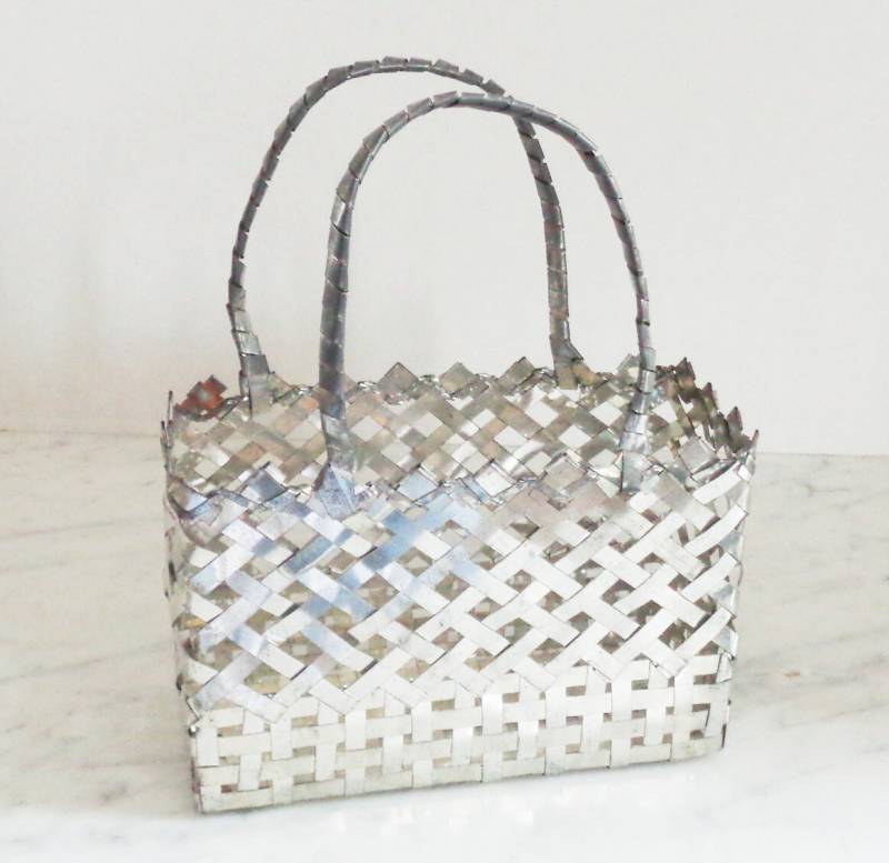 Vintage Volkskunst Kunst & Handwerk Handgemachte Metall Korbweave Clutch Geldbörse von BooksShop