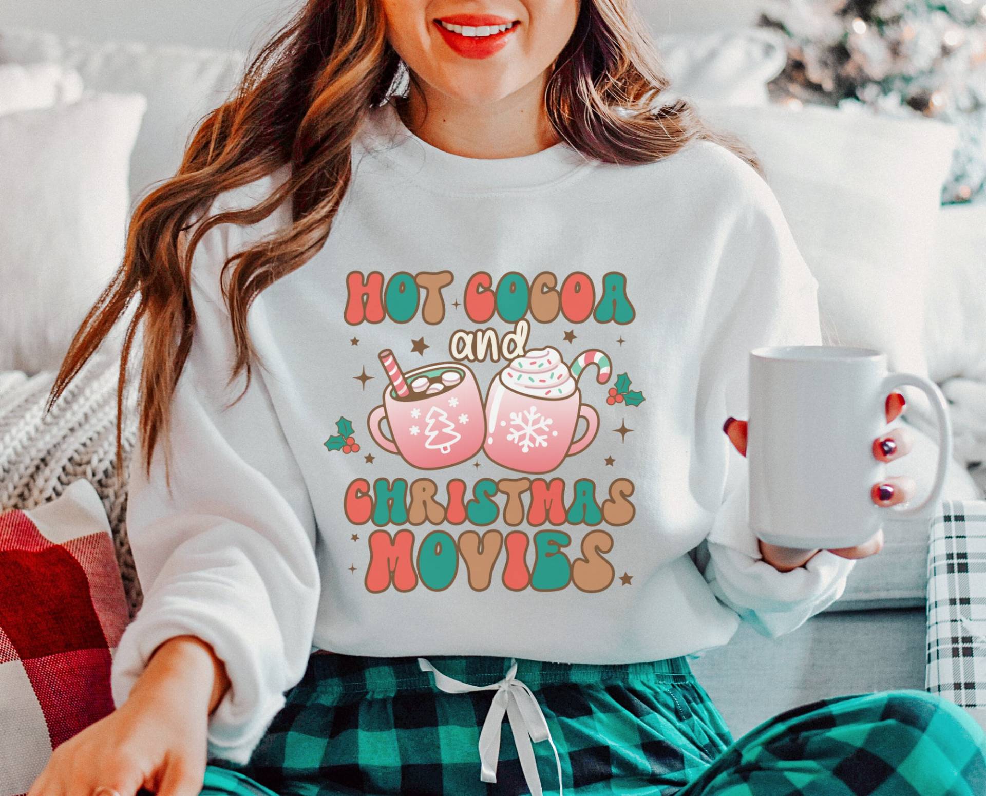 Christmas Hot Chocolate Sweater - Weihnachtspulli Boho Kleidung Clothing Cute Sweatshirt Cottagecore-style Christmas Hot Chocolate Sweater - Weihnachtspulli Boho Kleidung Clothing Cute Sweatshirt Cottagecore-style von BooksandBotany