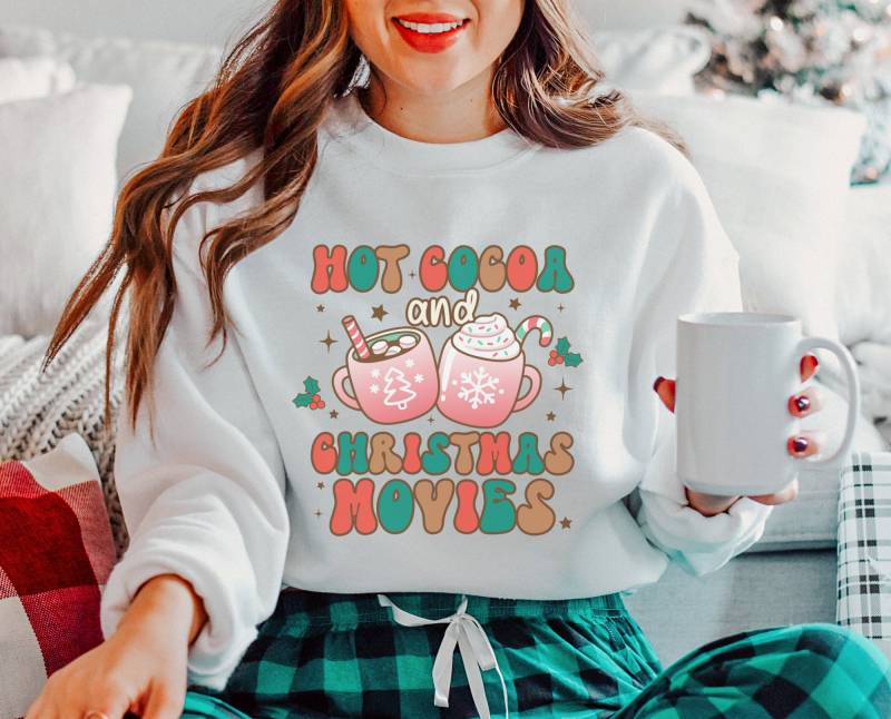 Christmas Hot Chocolate Sweater - Weihnachtspulli Boho Kleidung Clothing Cute Sweatshirt Cottagecore-style von BooksandBotany