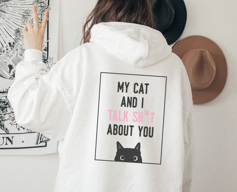 Funny Cat Hoodie - Witziger Pullover Katze Boho Kleidung Geschenk Cottagecore von BooksandBotany