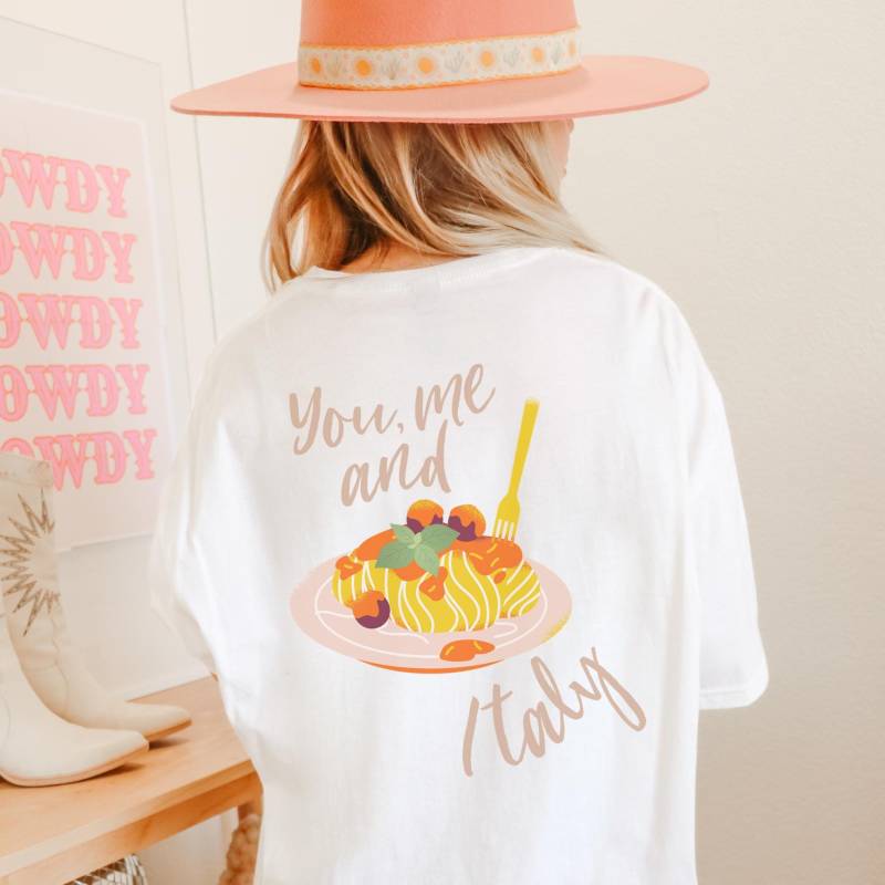 Italien Shirt Pasta Teller - Sommer T-Shirt Für Foodies & Italienfans Geschenk Freundin You Me & Italy Oversized von wodieLIEBElebt