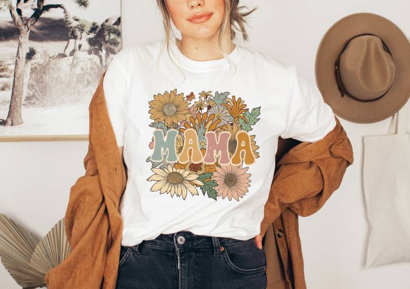 Mama Shirt Herbst - Blumen Retro Tshirt Pastell Geschenk Herbstmotiv Cottagecore-style von wodieLIEBElebt