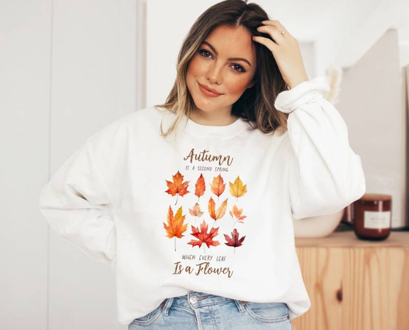 Pullover Herbst Blätter - Autumn Leaves Sweatshirt Pulli Herbstzeit Geschenk Clothing Women's Fall Time von BooksandBotany