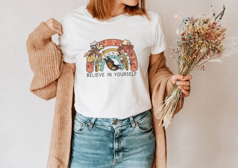 Rainbow Butterfly Shirt - Fall Cottagecore Nature Botanical Fairycore Clothing Mystical Moon Clothes von BooksandBotany