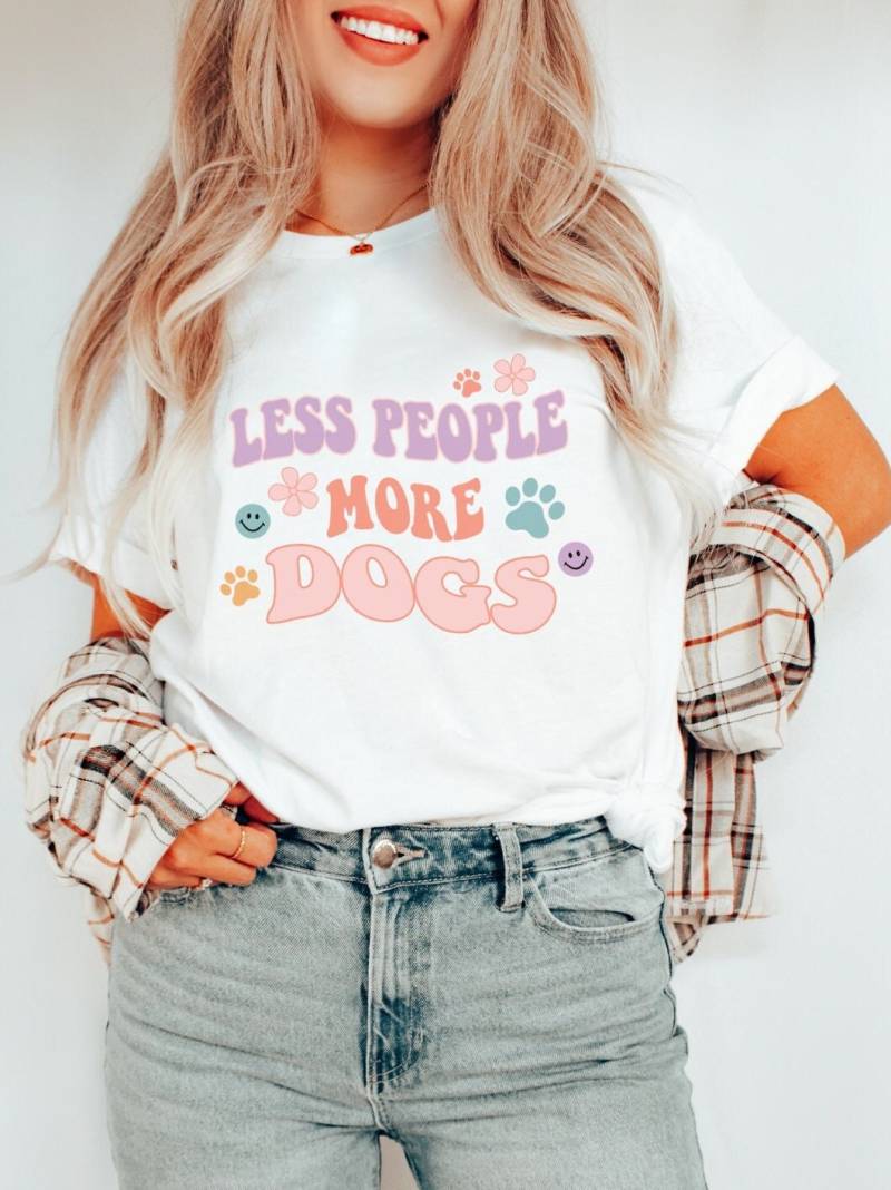Shirt Dog Less People - Funny Animal Doglover Nature Animal Fairycore Clothing Mystical Moon Clothes von wodieLIEBElebt