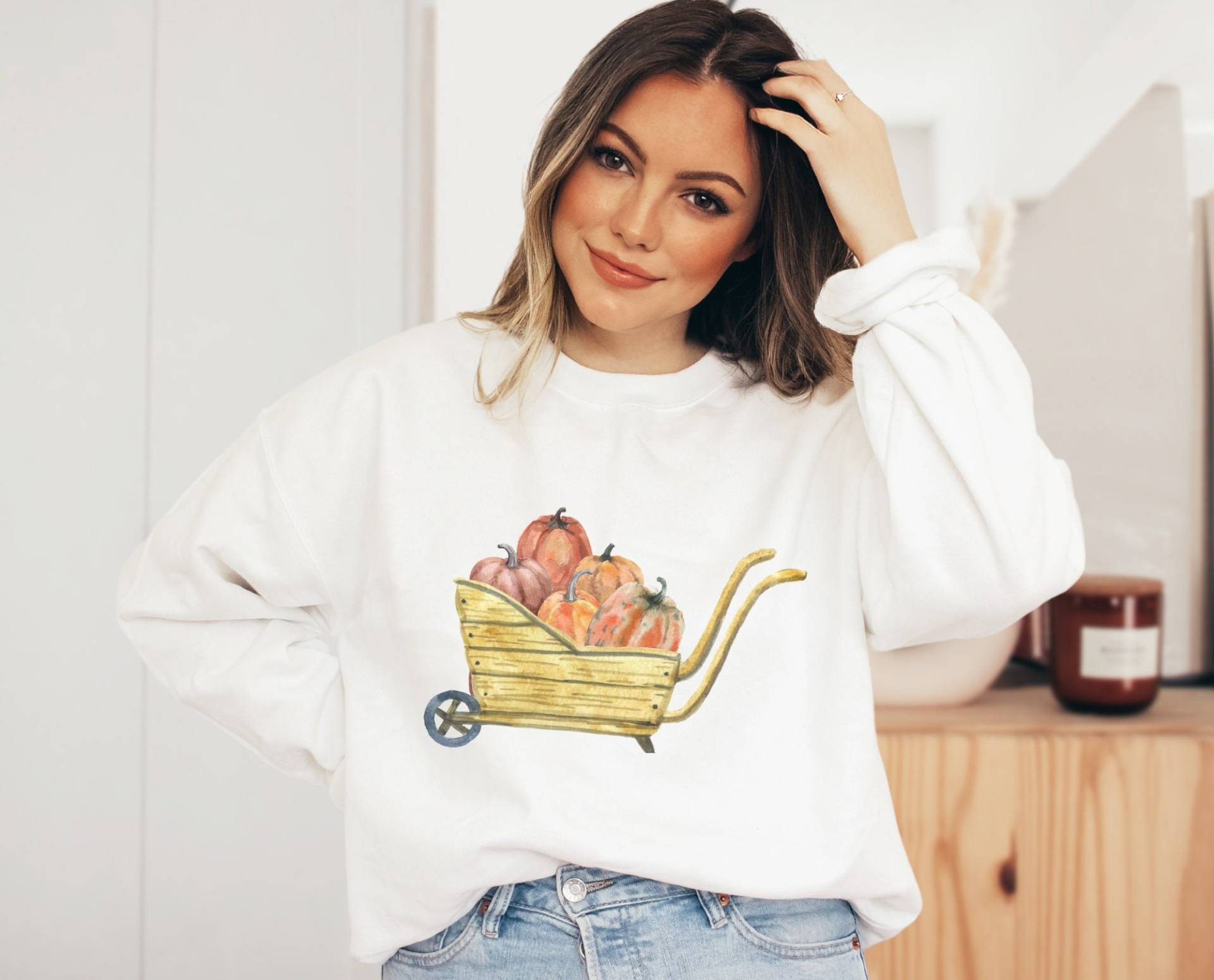 Sweatshirt Autumn Pumpkin Schubkaare - Farm Herbst Pullover Boho Kleidung Herbst-Sweatshirt Cottagecore/Sweater Sweatshirt Autumn Pumpkin Schubkaare - Farm Herbst Pullover Boho Kleidung Herbst-Sweatshirt Cottagecore/Sweater von BooksandBotany
