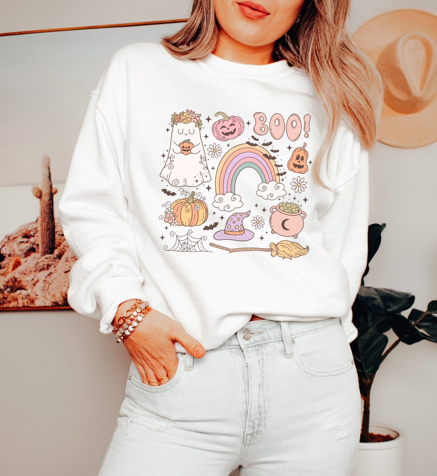 Sweatshirt Halloween - Cute Ghost Pullover Boho Kleidung Herbstliches Herbstmotiv Cottagecore/Herbst Sweater Sweatshirt Halloween - Cute Ghost Pullover Boho Kleidung Herbstliches Herbstmotiv Cottagecore/Herbst Sweater von BooksandBotany