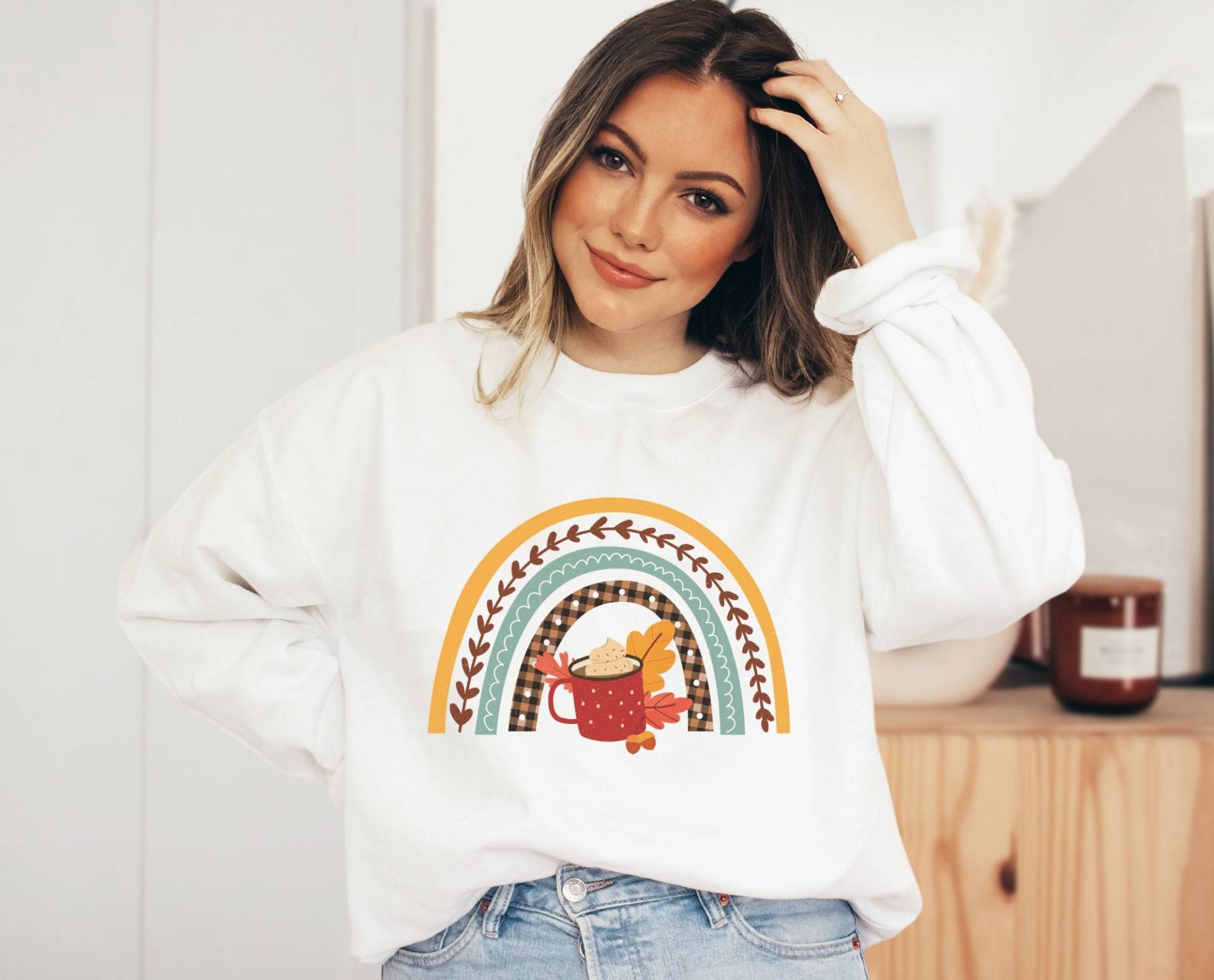 Sweatshirt Herbst Regenbogen - Halloween Pullover Boho Kleidung Herbst Herbstmotiv Cottagecore/Sweater Sweatshirt Herbst Regenbogen - Halloween Pullover Boho Kleidung Herbst Herbstmotiv Cottagecore/Sweater von BooksandBotany