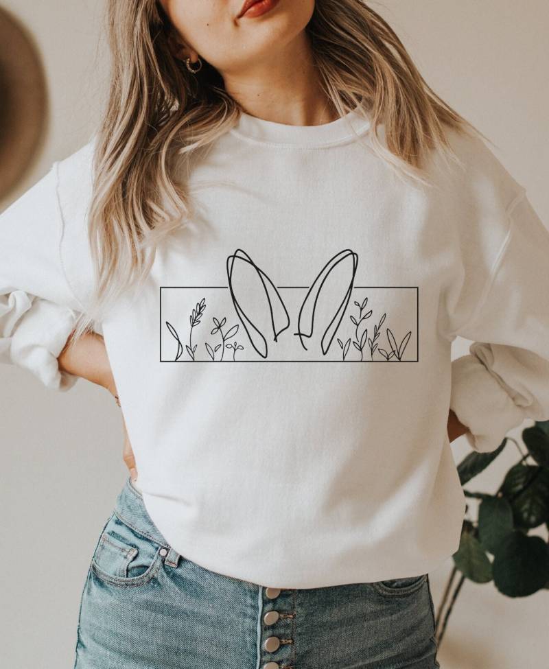 Sweatshirt Ostern Lineart - Spring Pullover Cottagecore Easter Bunny Sweater Osterhase Mystical Moon Clothes von BooksandBotany
