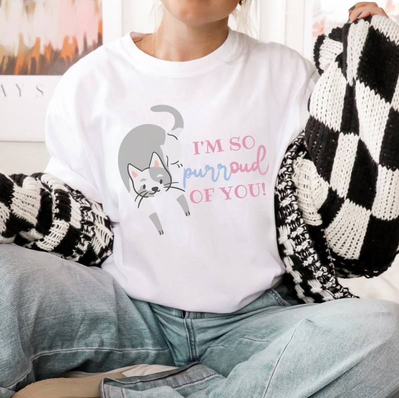 Tshirt Katze "I'm Proud Of You" - Motivierendes Katzen Shirt Boho Kleidung Geschenk Katzenmotiv Cottagecore-style von wodieLIEBElebt