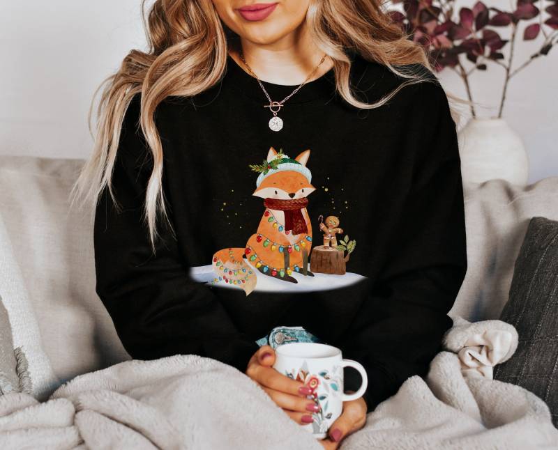 Weihnachten Pullover Fuchs - Christmas Tree Sweater Boho Kleidung Christmasclothing Sweatshirt Cottagecore-style von BooksandBotany