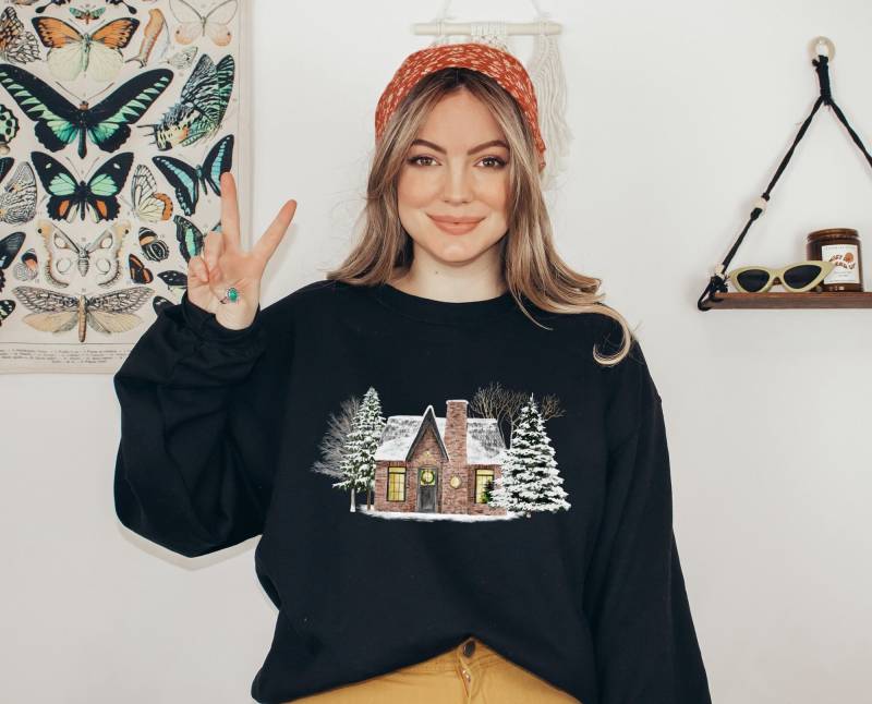 Weihnachten Pullover Winter - Christmas House Sweater Boho Kleidung Clothing Cute Sweatshirt Cottagecore-style von wodieLIEBElebt