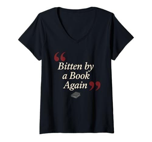 Damen Vampire Fiction Bookish Romantic Fang Reader Literary Dark T-Shirt mit V-Ausschnitt Damen Vampire Fiction Bookish Romantic Fang Reader Literary Dark T-Shirt mit V-Ausschnitt von Booktok Vampire Fan Gear Introvert Fiction Dark