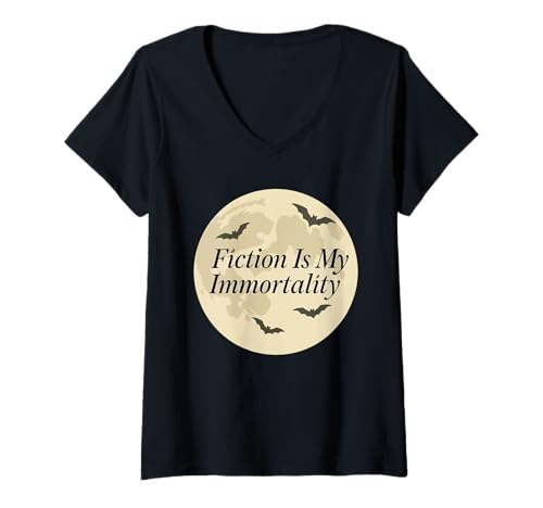 Damen Vampire Fiction Bookish Romantic Fang Reader Literary Dark T-Shirt mit V-Ausschnitt Damen Vampire Fiction Bookish Romantic Fang Reader Literary Dark T-Shirt mit V-Ausschnitt von Booktok Vampire Fan Gear Introvert Fiction Dark