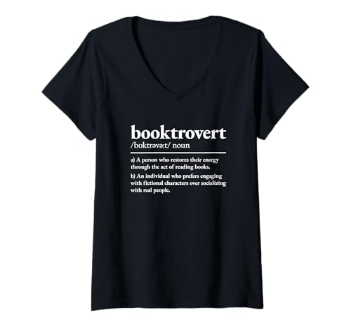 Damen Booktrovert T-Shirt mit V-Ausschnitt Damen Booktrovert T-Shirt mit V-Ausschnitt von Booktrovert Definition