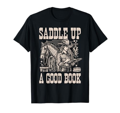 Auf den Sattel mit einem Guten Buch - Cowgirl Western Women Vintage T-Shirt von Bookworm Cowgirl Apparel