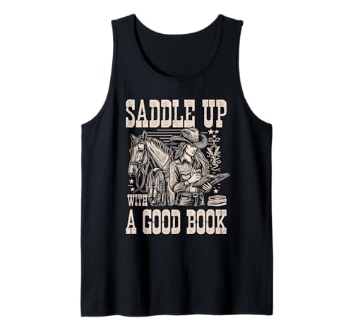 Auf den Sattel mit einem Guten Buch - Cowgirl Western Women Vintage Tank Top von Bookworm Cowgirl Apparel
