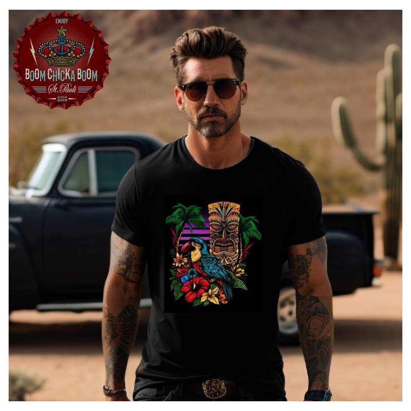 Tropical Paradise Herren T Shirt Tiki Oldschool von BoomChickaBoomShop