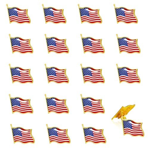 20 Stück USA Flagge Pin Abzeichen Metall Broschen Amerikanische Anstecknadel Anstecker Nationalflaggen Pins USA Fahnenpin für Kleidung Hüte Taschen Rucksack Jacke Männer Frauen Souvenir Geschenk von BoomTeck