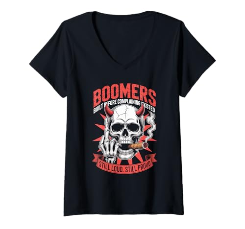 Damen Rock N Roll Totenkopf - Boomer T-Shirt mit V-Ausschnitt Damen Rock N Roll Totenkopf - Boomer T-Shirt mit V-Ausschnitt von Boomer Generation Rock 'n' Roll Designs