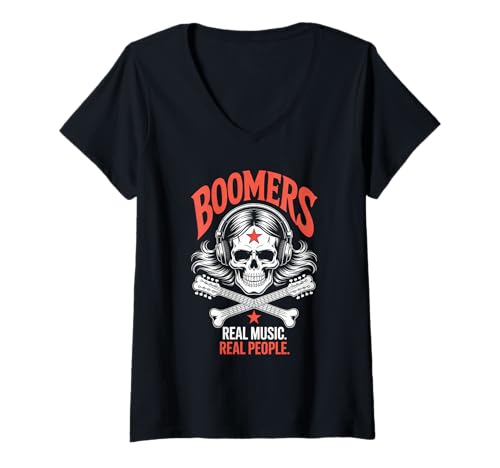 Damen Rock N Roll Totenkopf - Boomer T-Shirt mit V-Ausschnitt Damen Rock N Roll Totenkopf - Boomer T-Shirt mit V-Ausschnitt von Boomer Generation Rock 'n' Roll Designs