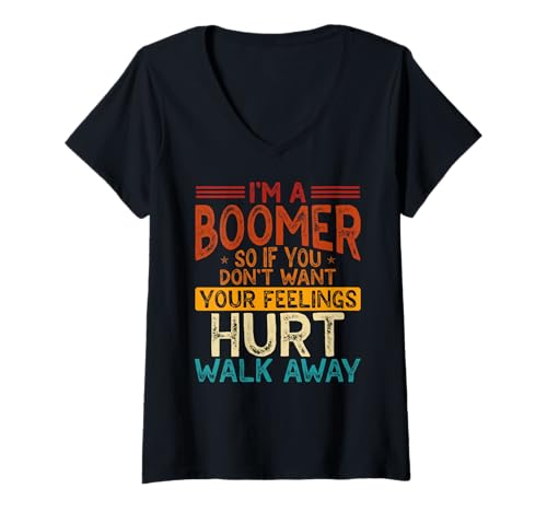 Damen Ich Bin EIN Boomer Gefühle Witziges Lustiges Generationen T-Shirt mit V-Ausschnitt von Boomer Humor Generation Sarkasmus Spüche Designs