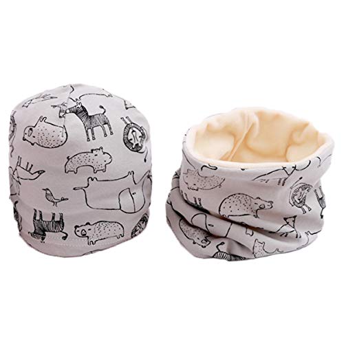 Boomly Baby Kinder Winter Beanie Mütze Hut Warm Loop Schal Set Baumwollschal Halsbänder Hut Velvet-Futter Nackenwärmer Schal Bandana Hut von Boomly