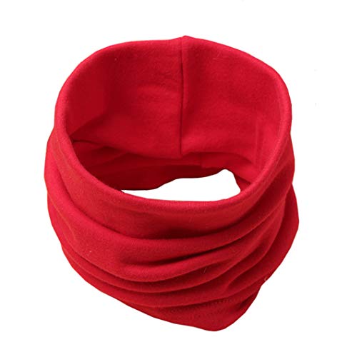 Boomly Baby Loop Schal Baumwolle Herbst Winter Nackenwärmer Halsband Einfarbig O Ring Schals Halstuch Schlauchschal Für 0-8 Jahre Jungen Mädchen (Rot, 4-8 Jahre) von Boomly