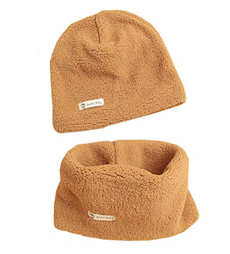 Baby Strickmütze+ Loop Schal Set Baumwollmütze Weich Kinder Mode Beanie Mütze Nackenwärmer Halsbänder Halstuch Herbst Winter von PAADIYA