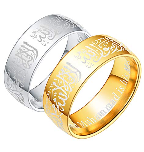 PAADIYA Paar Ringe Muslim Islam Arabisch Allah Shahada Ringe Rostfreier Stahl Ring Schmuck Zubehör von PAADIYA