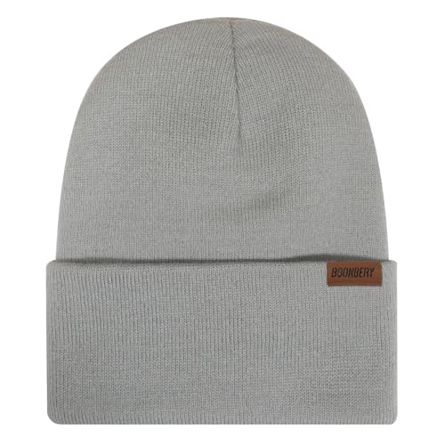 Boonbery Mütze Herren Damen Unisex Beanie Wintermütze Strickmütze Klassisches Design Weiche Dünne Ideal für Alle Jahreszeiten Hellgrau von Boonbery