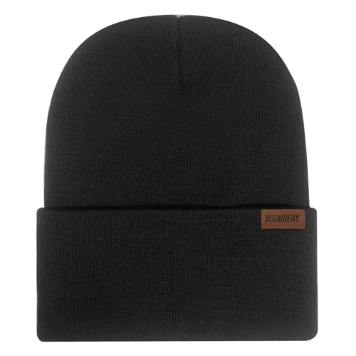 Boonbery Mütze Herren Damen Unisex Beanie Wintermütze Strickmütze Klassisches Design Weiche Dünne Ideal für Alle Jahreszeiten Dunkelgrau von Boonbery