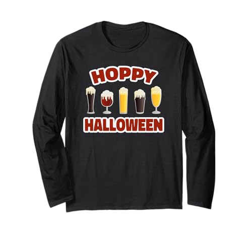 Hoppy Halloween - Biertrink-Shirts für Damen und Herren Langarmshirt von Boos - Halloween Drinking Shirts for Women & Men