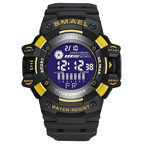 Boosns Herrenuhr Digitaluhr Sportuhr Wasserdicht Outdoor Militär LED Elektronik Alarm Datum Stoppuhr Plastik Multifunktional Uhren (Schwarzes Gold) von Boosns