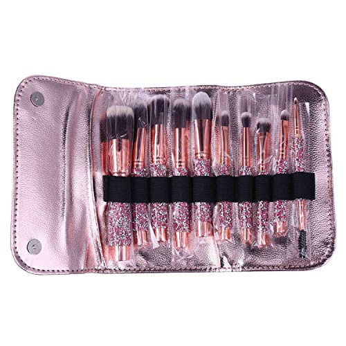 Booso 10-teiliges Make-up-Pinsel-Set mit Strasssteinen für Frauen, Mischwerkzeug für Foundation mit Lidschattenpinsel mit Make-up-Tasche von Booso
